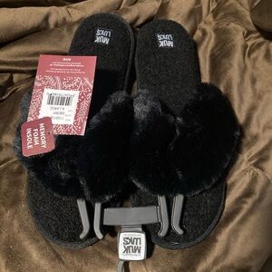 Muk-Luk brand, size XL 11-12, new with tags, black, fuzzy, memory foam slippers